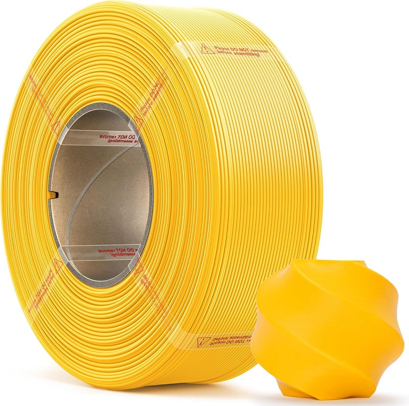 MarsWork PLA Basic, Pre-Dried Refill Filament 1kg (2.2lbs) for Reusable Spools, 1.75mm Spool-Less 3D Printing Filament Dark Yellow, Compatible with Bambu Lab 3D Printers – Sunflower Yellow - Image 1